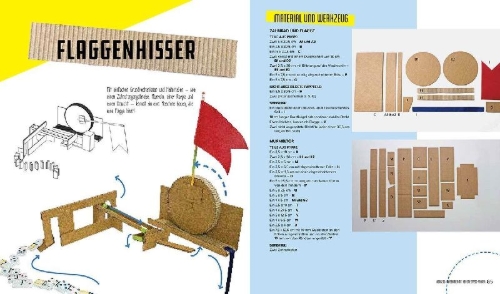 Buchcover und Innenansicht für das Buch: Build Your Own Chain Reaction Machines: How to Make Crazy Contraptions Using Everyday Stuff