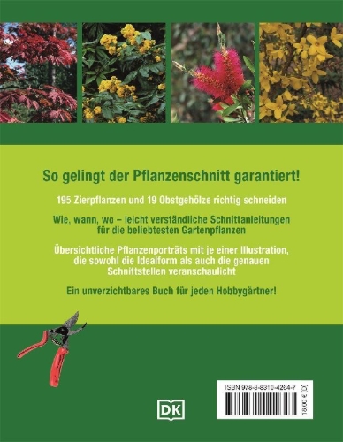 Buchcover und Innenansicht für das Buch: Gartenwissen Pflanzenschnitt