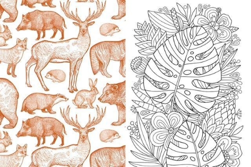 Buchcover und Innenansicht für das Buch: Flora, Fauna, Pflanzen & Bienen - Stickerbuch
