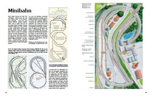 Buchcover und Innenansicht für das Buch: Modellbahn-Anlagen mit Pfiff: Konzepte, Gleispläne, 3D-Ansichten