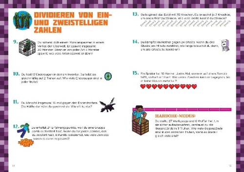 Buchcover und Innenansicht für das Buch: Math for Minecrafters: Word Problems Grades 3-4