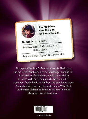 Buchcover und Innenansicht für das Buch: Amanda Black - Una herencia peligrosa