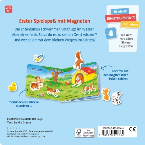 Buchcover und Innenansicht für das Buch: Mein erstes Magnetbuch - Wer gehört zu wem? Tierkinder
