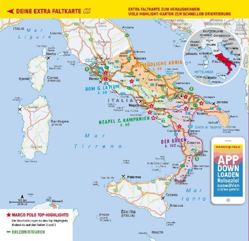 Buchcover und Innenansicht für das Buch: MARCO POLO Reiseführer Italien Süd