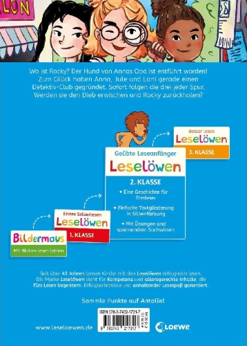 Buchcover und Innenansicht für das Buch: Leselöwen 2. Klasse - Der Club der Mädchen-Detektive
