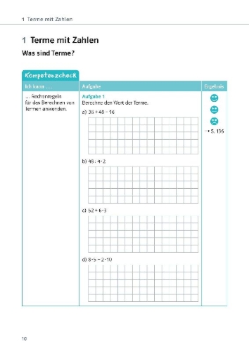 Buchcover und Innenansicht für das Buch: Ich kann Mathe - Terme und Gleichungen 7./8. Klasse