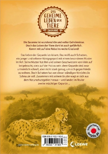 Buchcover und Innenansicht für das Buch: Das geheime Leben der Tiere (Savanne) - Im Reich der Geparde