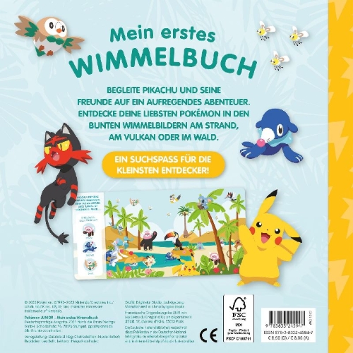 Buchcover und Innenansicht für das Buch: Pokémon Junior: Mein erstes Wimmelbuch