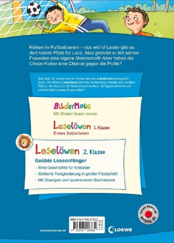 Buchcover und Innenansicht für das Buch: Leselöwen 2. Klasse - Die besten Kicker der Welt