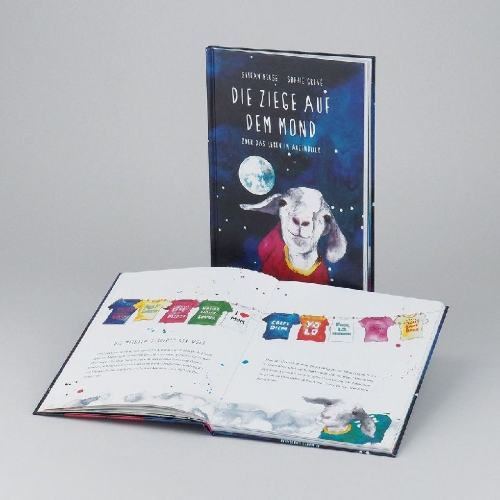 Buchcover und Innenansicht für das Buch: Die Ziege auf dem Mond