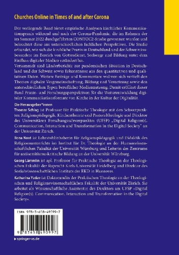 Buchcover und Innenansicht für das Buch: Churches Online in Times of and after Corona