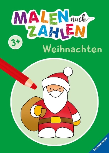 Buchcover und Innenansicht für das Buch: Malen nach Zahlen ab 3 Jahren - Weihnachten für kleine Künstler