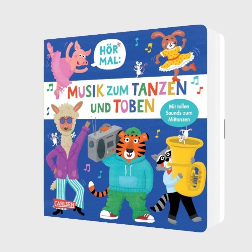Buchcover und Innenansicht für das Buch: Hör mal (Soundbuch): Musik zum Tanzen und Toben