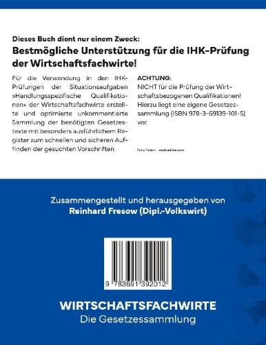 Buchcover und Innenansicht für das Buch: Wirtschaftsfachwirte - Die Gesetzessammlung