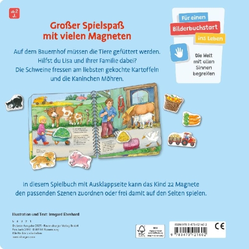 Buchcover und Innenansicht für das Buch: Mein großes Magnetbuch - Wer füttert wen?