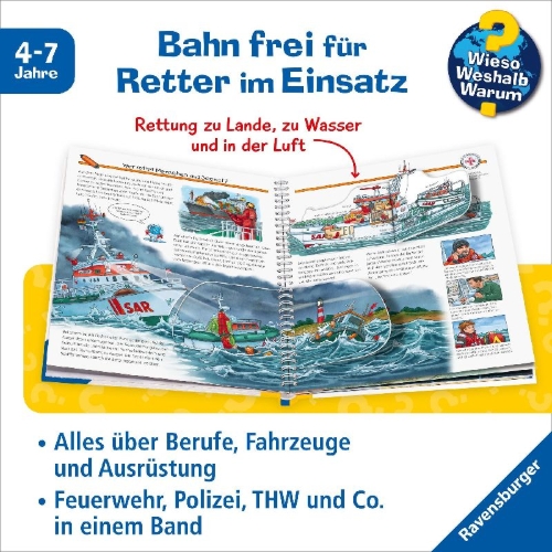 Buchcover und Innenansicht für das Buch: Wieso? Weshalb? Warum?, Band 65: Alles über Einsatzkräfte