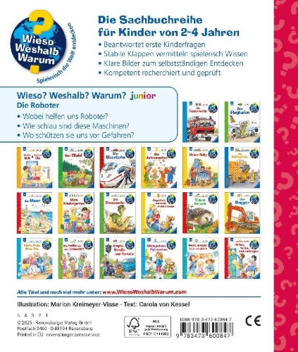Buchcover und Innenansicht für das Buch: Wieso? Weshalb? Warum? junior, Band 78 - Die Roboter