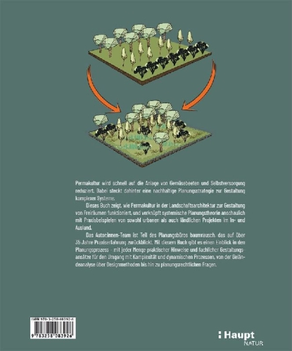 Buchcover und Innenansicht für das Buch: Planungspraxis Permakultur