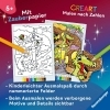 Buchcover und Innenansicht für das Buch: CreArt Malen nach Zahlen ab 5 - Zauberpapier: Dinos auf der Baustelle