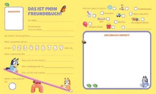Buchcover und Innenansicht für das Buch: Bluey: Meine ersten Freunde