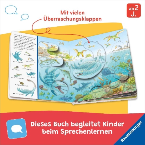 Buchcover und Innenansicht für das Buch: Mein Sachen suchen Wimmelbuch: Dinosaurier