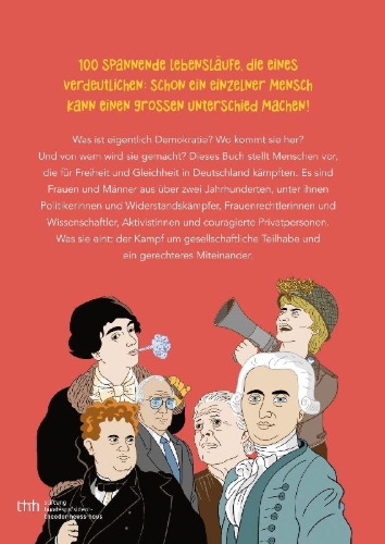 Buchcover und Innenansicht für das Buch: 100 Köpfe der Demokratie