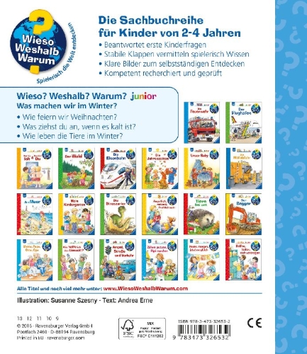 Buchcover und Innenansicht für das Buch: Wieso? Weshalb? Warum? junior, Band 58: Was machen wir im Winter?