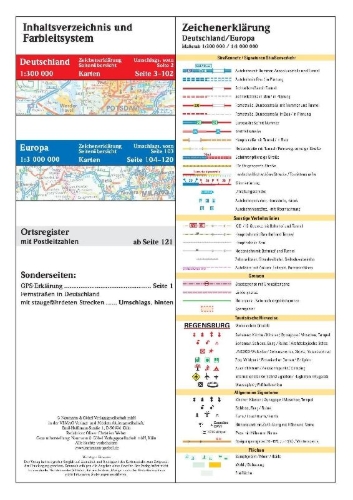 Buchcover und Innenansicht für das Buch: Neuer Straßenatlas Deutschland/Europa 2026/2027