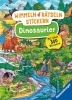 Buchcover und Innenansicht für das Buch: Wimmeln, Rätseln, Stickern: Dinosaurier