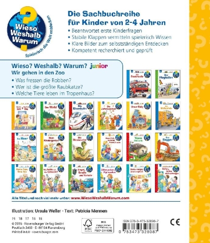 Buchcover und Innenansicht für das Buch: Wieso? Weshalb? Warum? junior, Band 30: Wir gehen in den Zoo