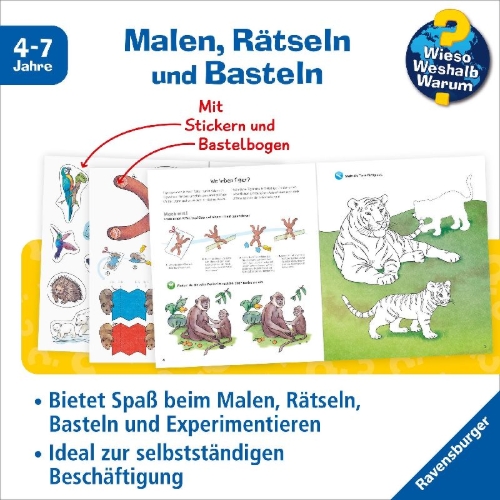 Buchcover und Innenansicht für das Buch: Wieso? Weshalb? Warum? aktiv-Heft: Tiere der Welt