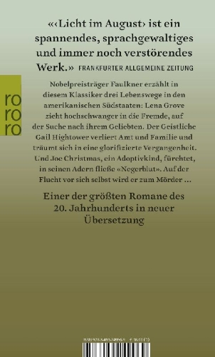 Buchcover und Innenansicht für das Buch: Light in August