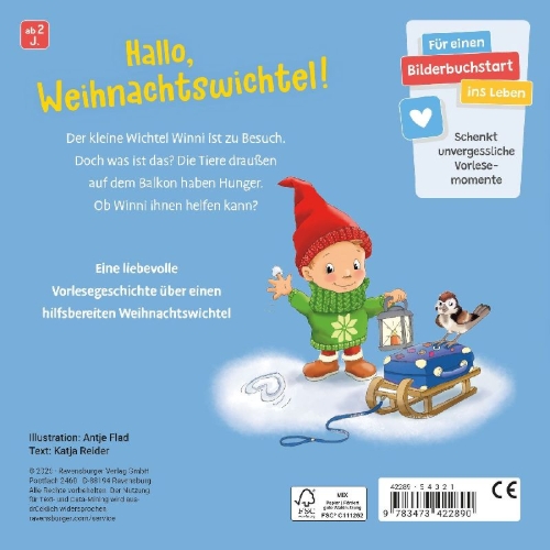 Buchcover und Innenansicht für das Buch: Die Tiere und der Weihnachtswichtel
