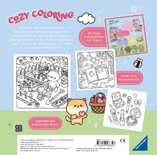 Buchcover und Innenansicht für das Buch: Cosy Colouring: Little Things