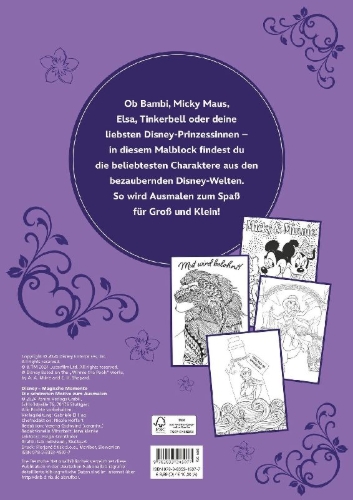 Buchcover und Innenansicht für das Buch: Disney: Magische Momente - Die schönsten Motive zum Ausmalen