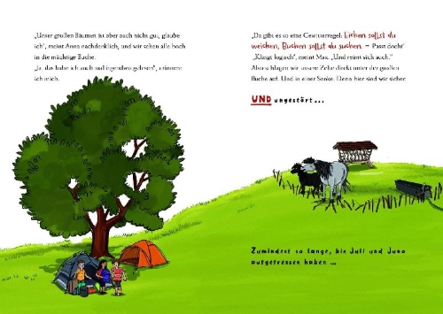 Buchcover und Innenansicht für das Buch: Zelten mit Juli