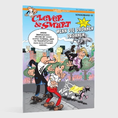 Buchcover und Innenansicht für das Buch: Mortadelo y Filemon: Drones Matones