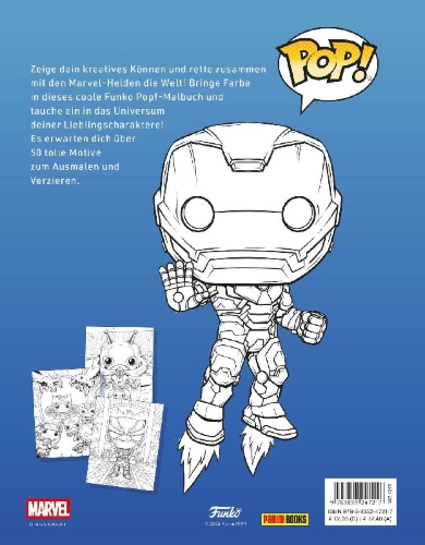 Buchcover und Innenansicht für das Buch: Marvel: The Official Avengers Funko POP! Coloring Book