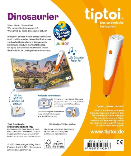 Buchcover und Innenansicht für das Buch: tiptoi® Wieso? Weshalb? Warum? junior - Dinosaurier