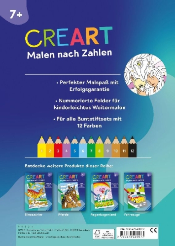 Buchcover und Innenansicht für das Buch: CreArt Malen nach Zahlen ab 7: Pferdeträume