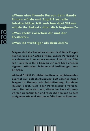Buchcover und Innenansicht für das Buch: 199 Fragen an dich selbst