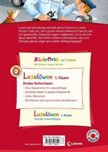 Buchcover und Innenansicht für das Buch: Leselöwen 1. Klasse - Polizist für einen Tag