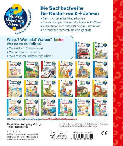 Buchcover und Innenansicht für das Buch: Wieso? Weshalb? Warum? junior, Band 65: Was macht der Polizist?