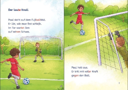 Buchcover und Innenansicht für das Buch: Leselöwen 1. Klasse - Ein galaktisch gutes Fußballspiel