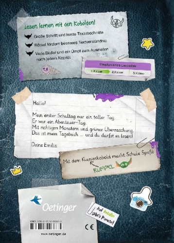 Buchcover und Innenansicht für das Buch: KoboldKroniken: Der KlassenKobold 1. Emilias erster Schultag