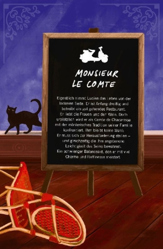Buchcover und Innenansicht für das Buch: Monsieur le Comte und die Kunst des Tötens