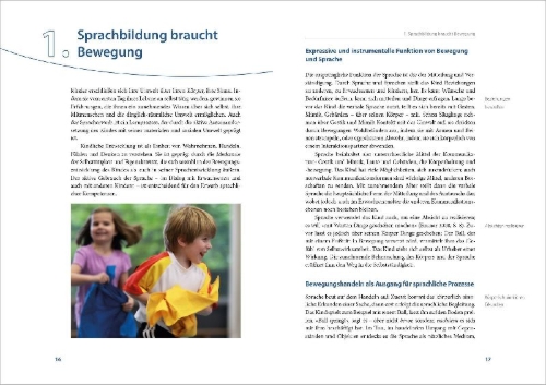 Buchcover und Innenansicht für das Buch: Handbuch Sprache und Bewegung