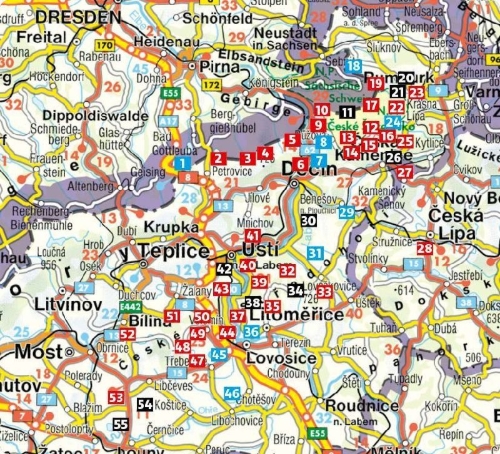 Buchcover und Innenansicht für das Buch: ROTHER Wanderführer Böhmische Schweiz. 55 Touren im tschechischen Teil des Elbsandsteingebirges - mit Böhmischem Mittelgebirge
