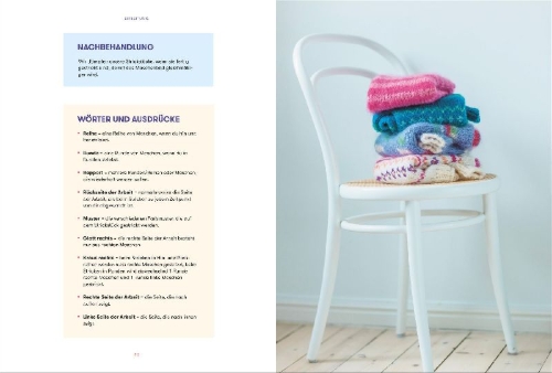 Buchcover und Innenansicht für das Buch: Knallbunt: Mode im Stil der 80er stricken