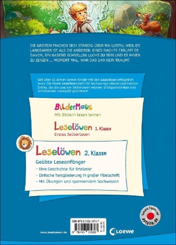 Buchcover und Innenansicht für das Buch: Leselöwen 2. Klasse - Die Magie des Tierwandlers (Großbuchstabenausgabe)